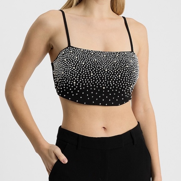 Express Embellished Cropped Cami - Picture 1 of 5